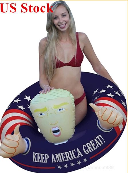 

trump inflatable floats thicken circle flag swim ring float for adults summer pool party owc1243