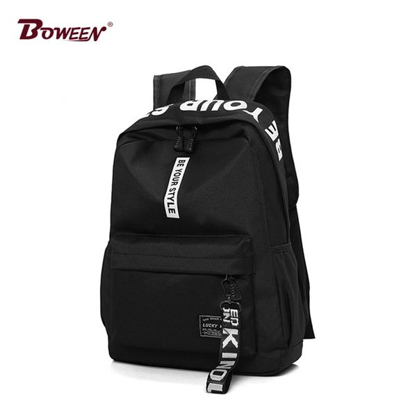 

fashion teen school bags for girls teenagers boys backpack women men schoolbag nylon solid black pink large student bookbag lj201225