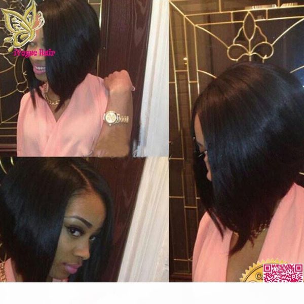 

short bob lace front wigs peruvian human hair glueless full lace wig bob for black women lace front human hair wigs, Black;brown