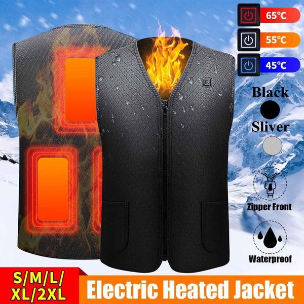 

outdoor t-shirts heating coat clothing skiing hiking vests cloth warm up winter warmer electric usb vest heated intelligent temperature cont, Gray;blue