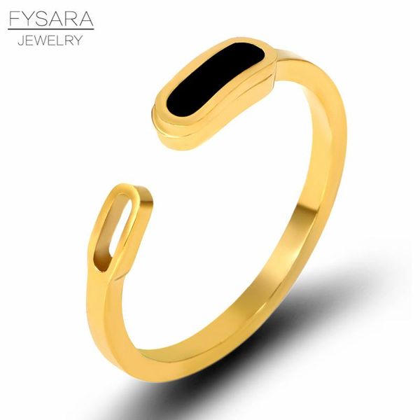 

fysara панк ювелирные изделия черные овальные полые открывающиеся кольца из нержавеющей стали кольцо золота цветное цветное манжеты кольцо ж, Silver