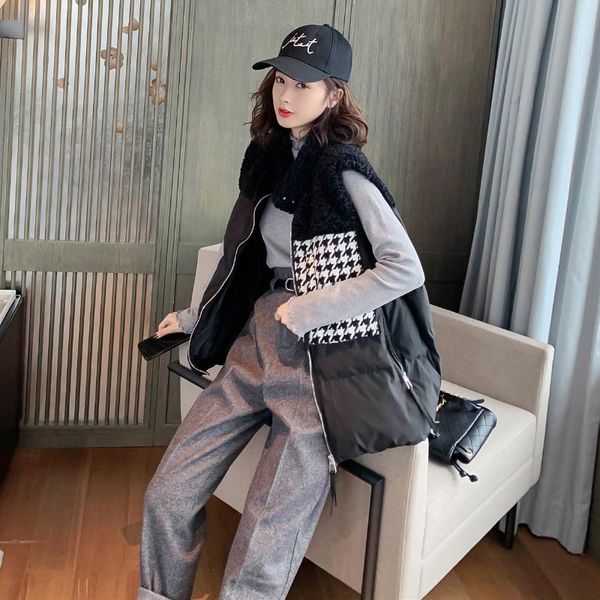 

women's vests plus size 2xl autumn winter vest women zipper casual warm white outwear woman parkas jacket black female top, Black;white