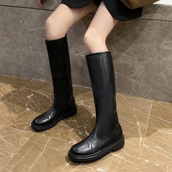 

boots 2021 women winter warm knee high zipper shoes footwear botas mujer, Black