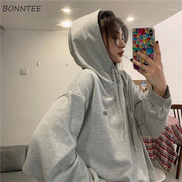 

women's hoodies & sweatshirts women autumn harajuku oversized chic hooded bf style teens streetwear all-match letter casual ladies hood, Black