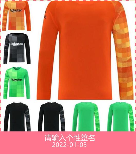 

long sleeve goalkeeper 21 22 messi soccer jersey pedri kun aguero camiseta de futbol 2021 2022 griezmann football shirt, Black;yellow