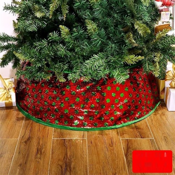 

2020 christmas decorative christmas bottom decoration tree skirt red bottom green wave dot tree skirt aq49i