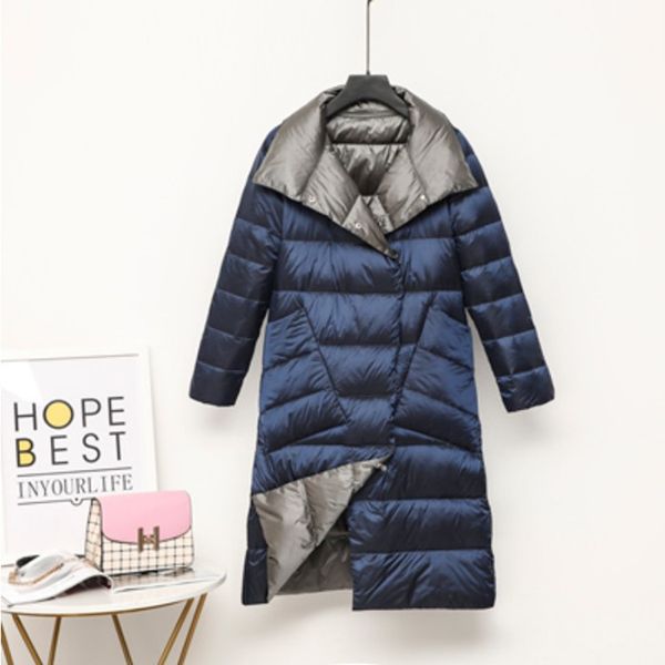 

womens parka winter fashion womens white duck down jacket women thin slim parkas casual knee down long parka jackets coat size s-5xl, Black