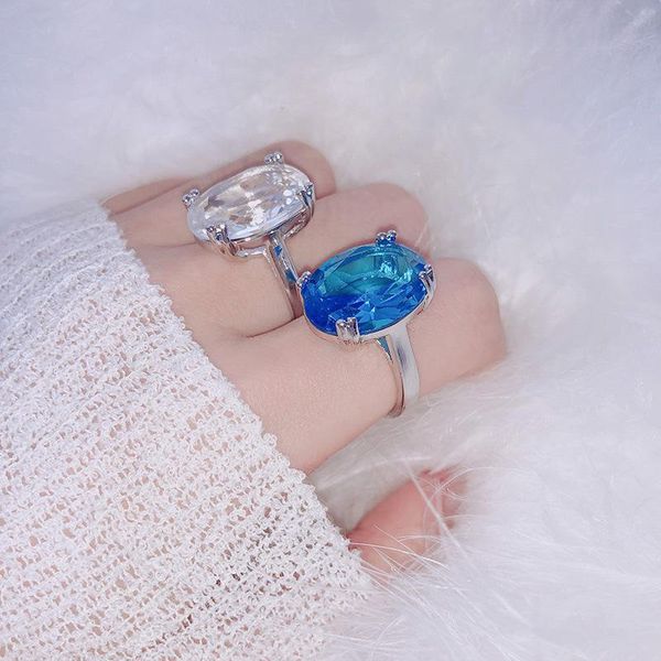 

роскошный 100% 925 sterling silver создано овальный срез 4ct коктейль алмаз обручальное обручальное женщины муассанит кольца fine jewelry, Golden;silver