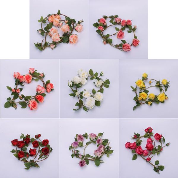 

real touch silk flowers string artificial rose flower ivy vine with leaves for home hanging garland party wedding decor