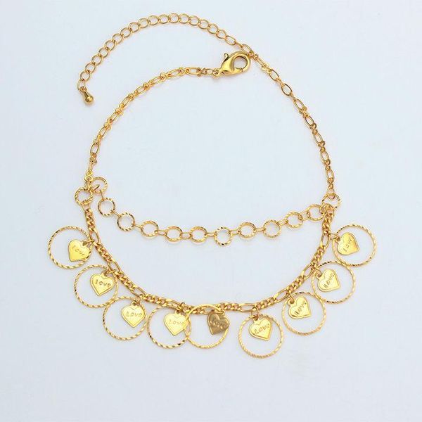 

charm heart bracelet/anklet for women girls gold color foot chain jewelry arab/egypurkey/iraq/middle east items1, Black