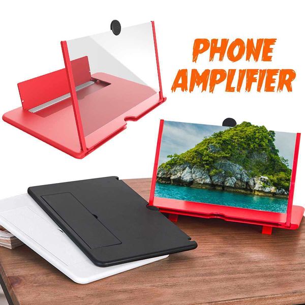 

12inch pull type cell phone amplifier 3d effect high definition large screen with desk holder magnifying folding for movie game