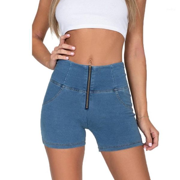 

melody light blue denim high waist shorts women zipper push up jeans shorts 4 colors1, White;black