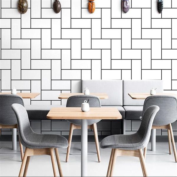 

wallpapers wellyu nordic style wallpaper ins white brick clothing store black and plaid wall paper modern minimalist