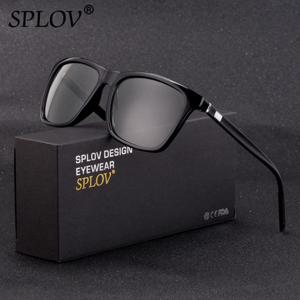 

splov fashion men polarized sunglasses pchromic lens aluminium magnesium spring legs classic eyewear day and dight uv400, White;black
