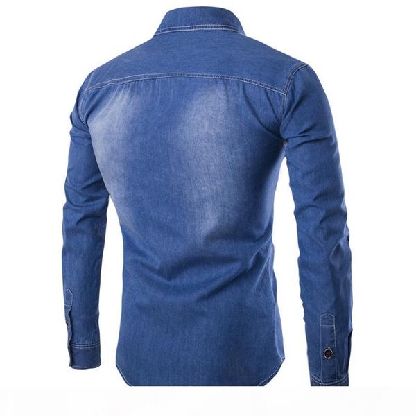 

wholesale- new mens jean shirt cotton slim fit casual denim shirts long sleeve male cowboy shirt camisa jeans masculina size 6xl, White;black