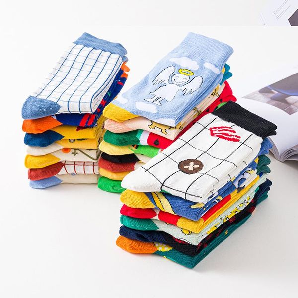 

street wear hip couple men socks women socks fashions happy cartoon harajuku gosha usa, Black;white