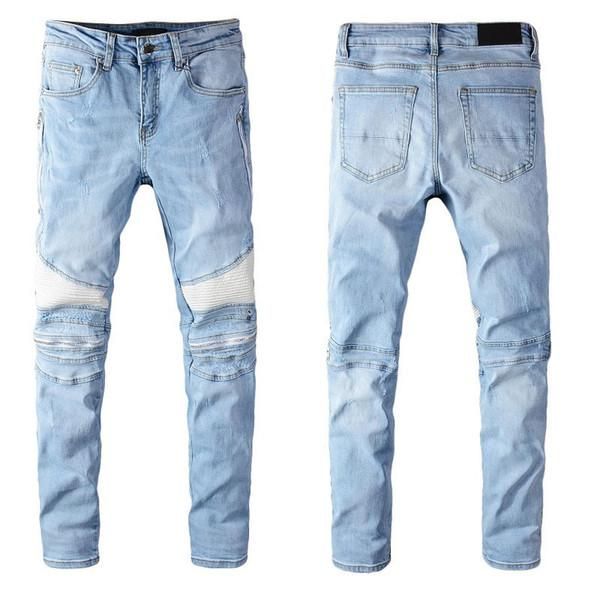 

2021 mens jeans classic hip hop f pants stylist jeans distressed ripped biker jean slim fit motorcycle new arrivals famous brand jeans, Blue