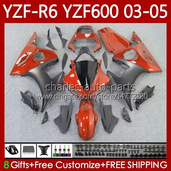 Feedings de motocicleta para Yamaha YZF-R6 YZF600 YZF R 6 600 CC Yzfr6 03 04 05 Bodywork 95No.127 YZF R6 600cc Dark Orange 2003 2004 2005 Cowling YZF-600 03-05 OEM Body Kit