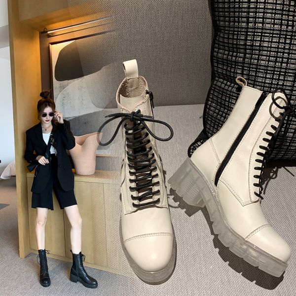 

2021 natural platform transparent thin boots vz2t, Black