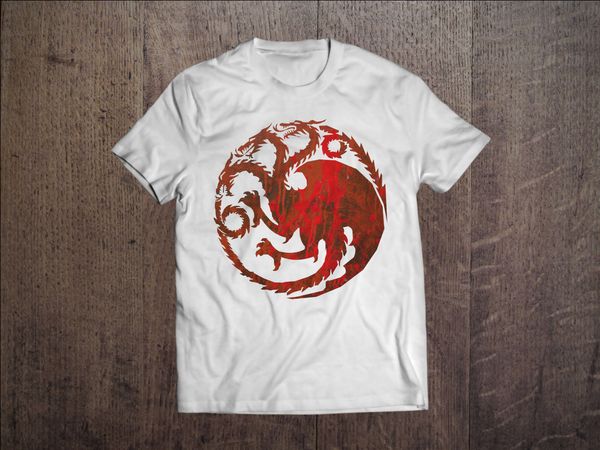 

fashion short sleeve o-neck men white t-shirt targaryen fire and blodt shirt design sport hooded sweatshirt hoodie