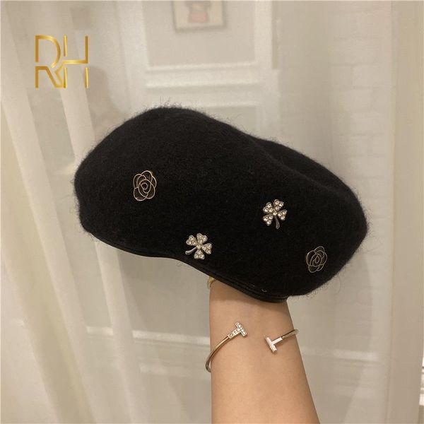 

wool beret hats women winter french hat girls solid color fashion autumn winter beret hat for women flat cap felt berets rh, Blue;gray