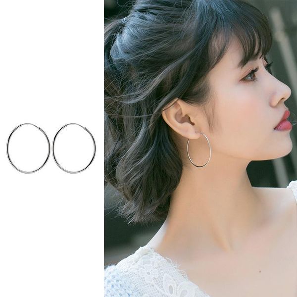 

mocanie классический 925 стерлингового серебра преувеличение большой круглый круг обруч серьги для женщин мода геометрическая серьги fine je, Golden;silver
