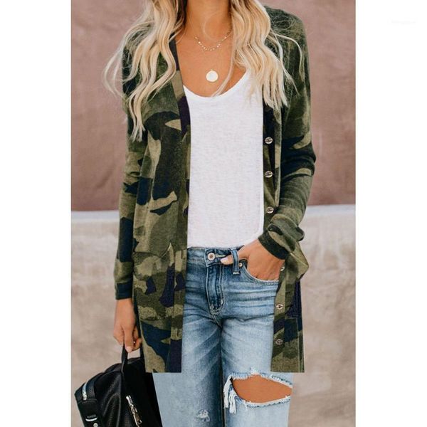 

winter new woolen sweater women's button cardigan large size printed coat 854351, Black;brown