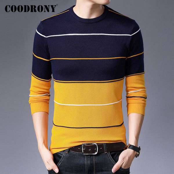 

coodrony brand sweater men casual o-neck pull homme 2020 autumn winter knitwear cotton pullover men jersey hombre sweaters c1012, White;black