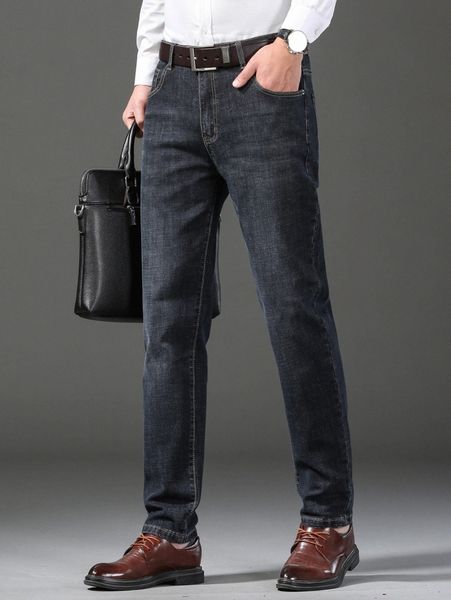 

men slant pocket jeans without belt 295h#, Blue