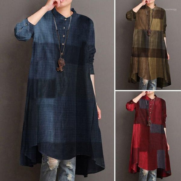 

zanzea autumn long sleeve casual shirt vintage plaid blouse women bohemian leopard printed long casual blusas chemise mujer1, White