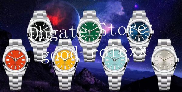 

7 colour 41mm watch mens waterproof watches silver yellow black blue green red dial automatic cal.3230 ew 904l steel men 124300 eta luminous, Slivery;brown