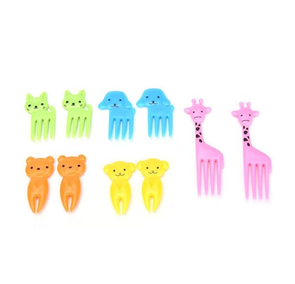 

10 шт. / упаковка для животных фруктовые фрукты вилка мини мультфильм детские закуски торт десерт пищевые фрукты прибои зубчатая узел бенто