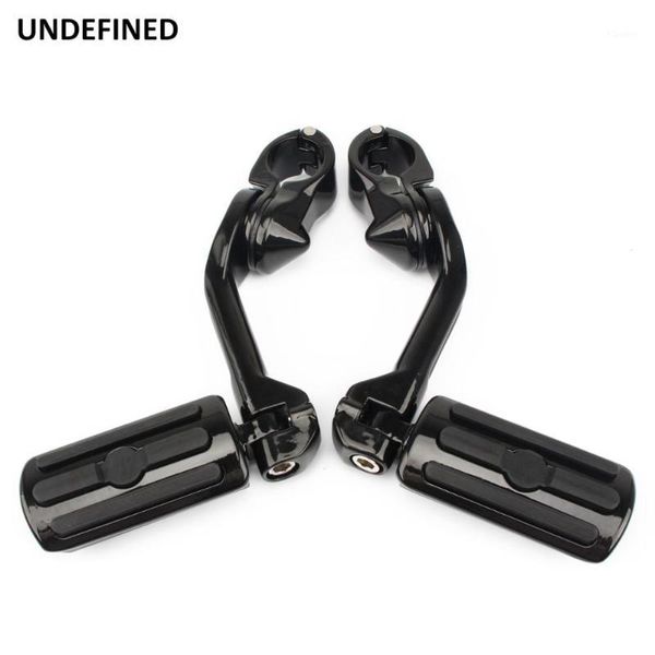 

motorcycle foot pegs adjustable highway long angled footrest mount for 1 1/4" 32mm engine guard black1