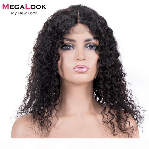 

malaysian water wave wig 2x4 lace closure human hair wig pre-plucked for women short bob human hair lace front 150% 180%, Black;brown