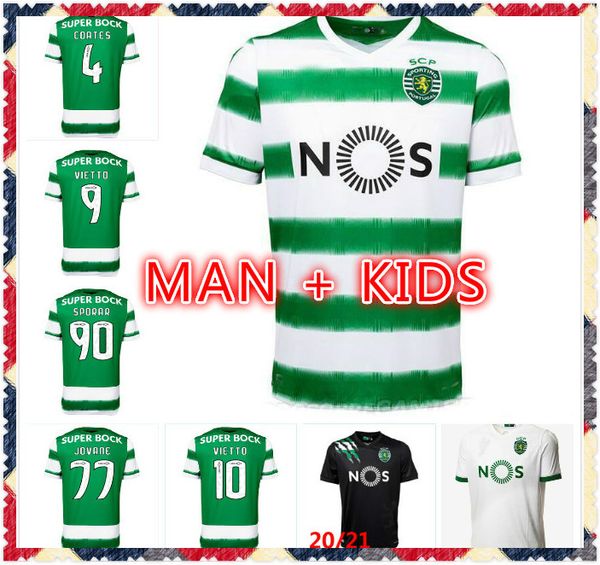 

20 21 sporting cp lisbon soccer jersey 2020 2021 goalkeeper coates acuna sporar jovane vietto football shirt men + kids kit set uniforms, Black;yellow