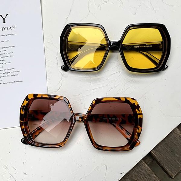 

leopard black polygon square brand sunglasses for women new fashion gradient elegant sun glasses female beige brown shades men, White;black