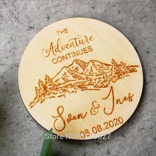 

adventure wood magnet --rustic mountain wooden wedding save the date magnets,