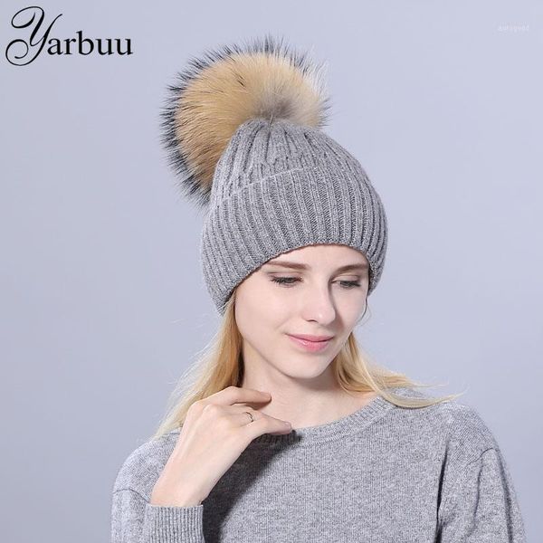 

beanie/skull caps [yarbuu] winter hats for women ball pom poms beanies girl autumn beanie warmer bonnet ladies casual cap female hat1, Blue;gray
