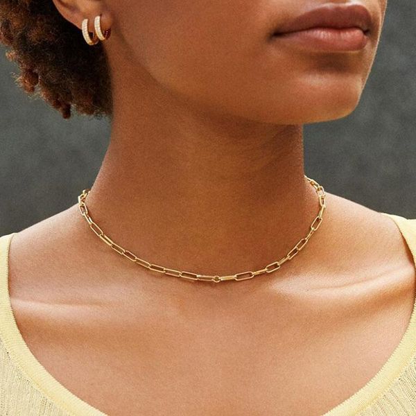 

simple design chic style dainty metal curb chain link necklace jewelry for women, Silver