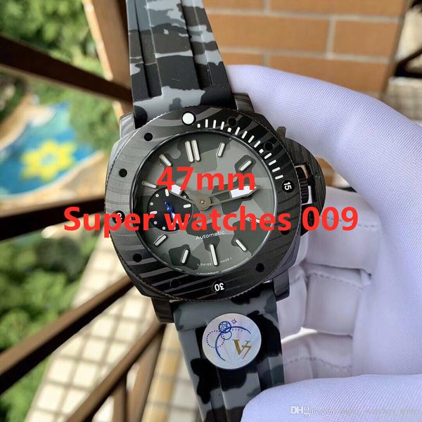 

super watches 009 montre de luxe brand часы 47 мм 316l из нержавеющей стали сапфировый и кожаный ремешок, Slivery;brown