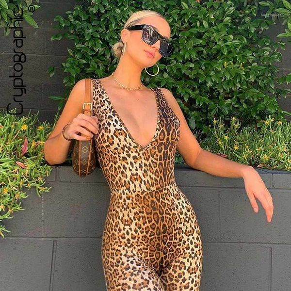 

cryptographic deep v-neck sleeveless leopard rompers womens jumpsuit short summer streetwear playsuit fashion body feminino1, Black;white