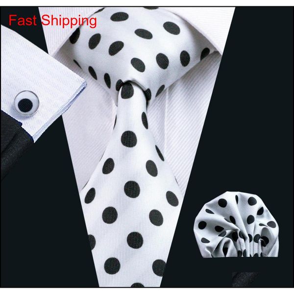 

black dot white tie hankerchief cufflinks set for men classic silk meeting business casual neckti qyltlv dh_seller2010, Black;blue