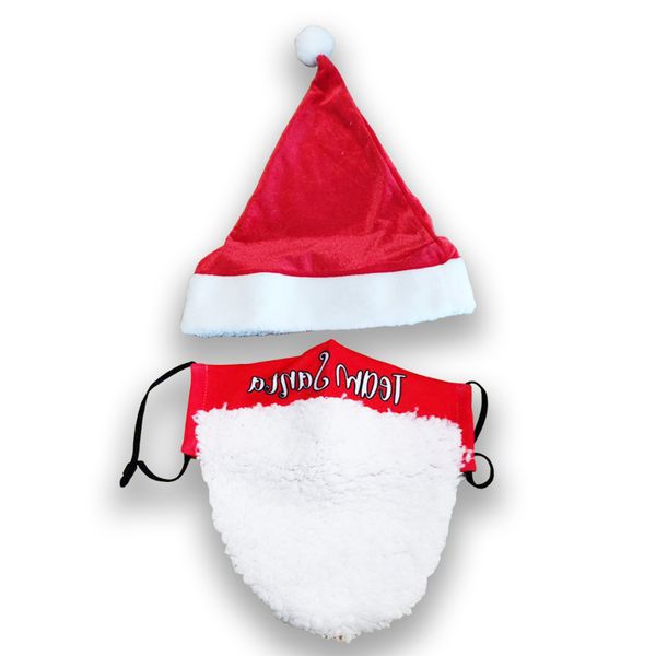 

warm santa claus white winter beard face mask with christmas hat set mouth masks elk hair hoop setxmas gift