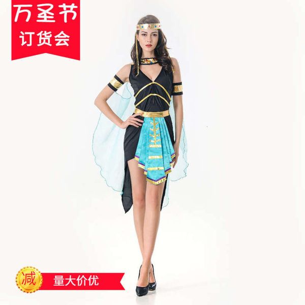

new game uniform costumes for 2020 halloween party queen cleopatra stage costume, Black;gray