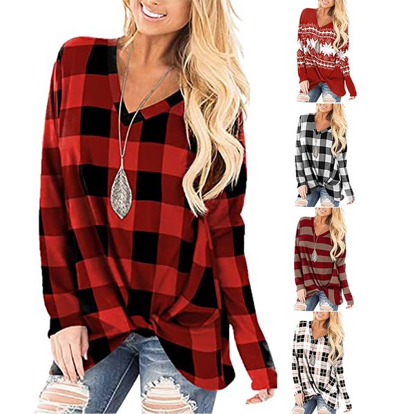 

new women's hoodies fashion printed v-neck loose casual long sleeve t-shirt, Black
