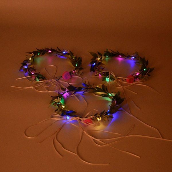 

girl glowing crown garland led light wedding party leaves hair wreath headband n58f