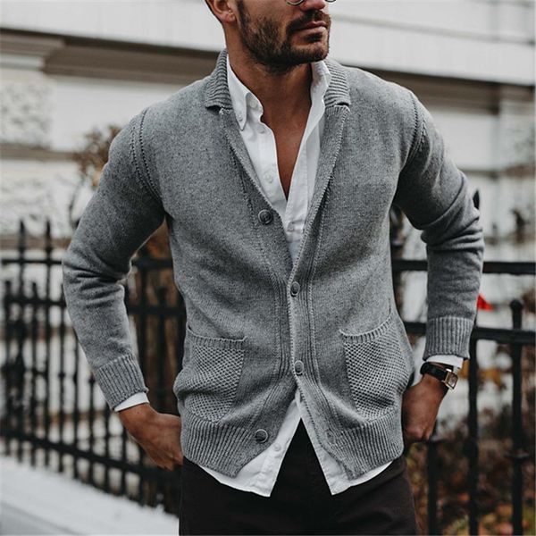 

2021 весна и осень чистый цвет мужская простая мода slim-fit свитер с длинными рукавами кардиганская куртка мужчины, White;black
