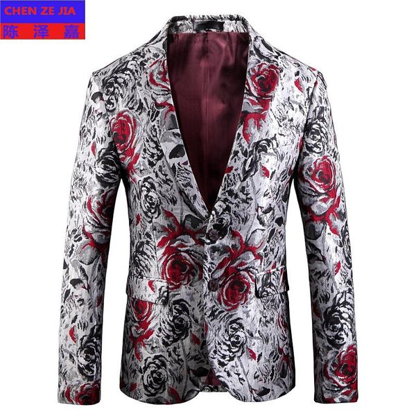 

men's suits & blazers arrival autumn winter jacquard suit single breasted casual men blazer fashion plus size m  xl 2xl 3xl 4x, White;black