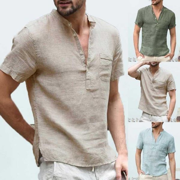 

2020 new mens spring summer casual shirt short sleeve cotton linen shirts men loose collar button shirt silk chemise homme1, White;black