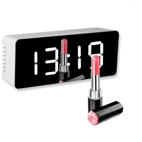 

clock home decoration electronic large time temperature display led mirror alarm clock digital snooze table wake up light1